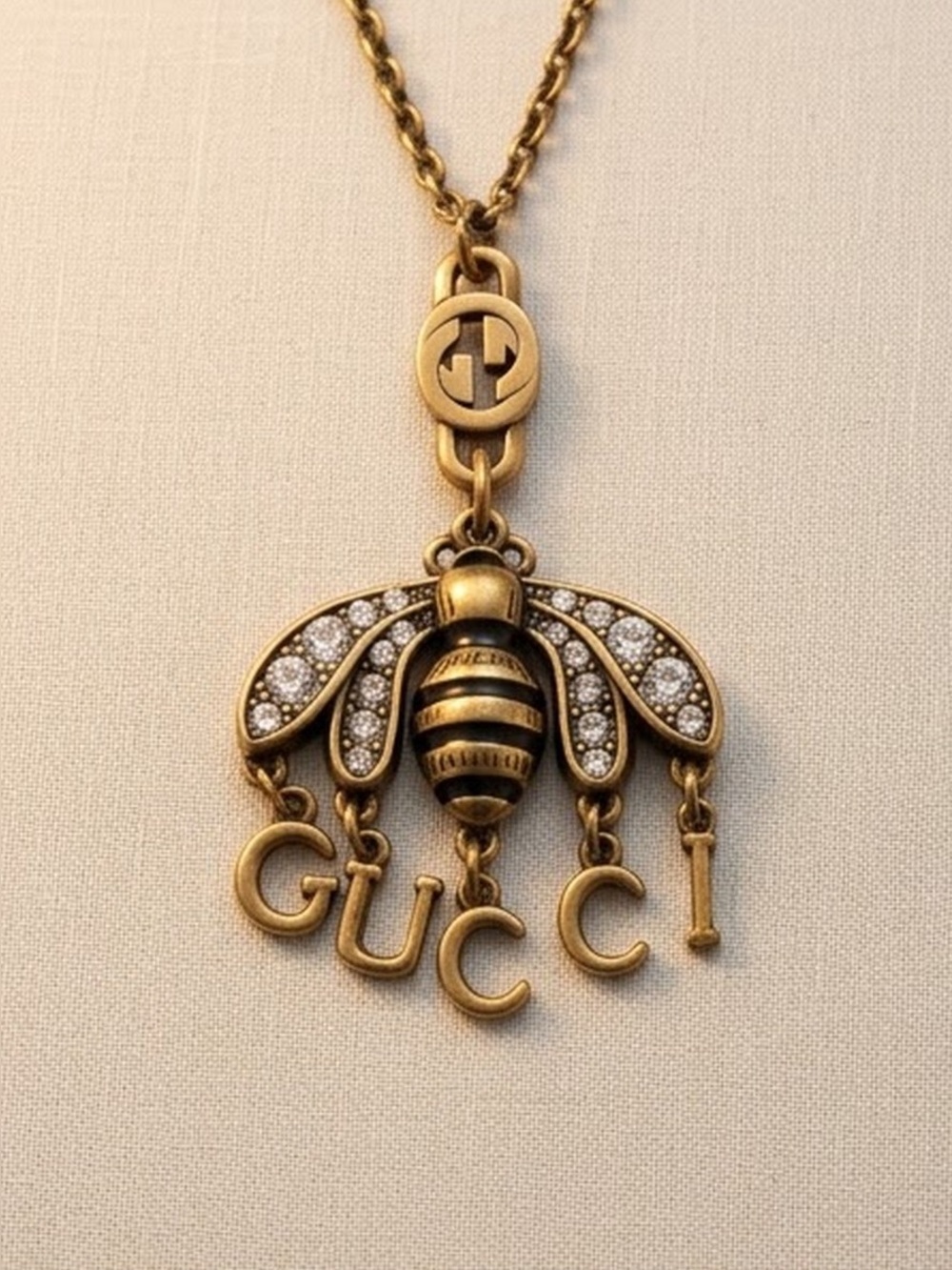 Unbranded  Bee Pendant Necklace with Crystal-Accented Wings and Letter